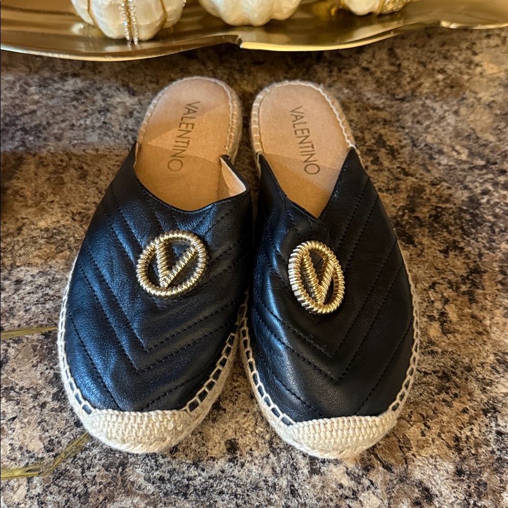 Valentino Black Quilted Espadrille Mules - Picture 3 of 7